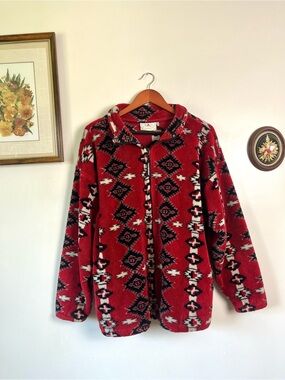 Vintage Black Mountain Fleece Aztec Black Diamond ZipUp Sweater XL